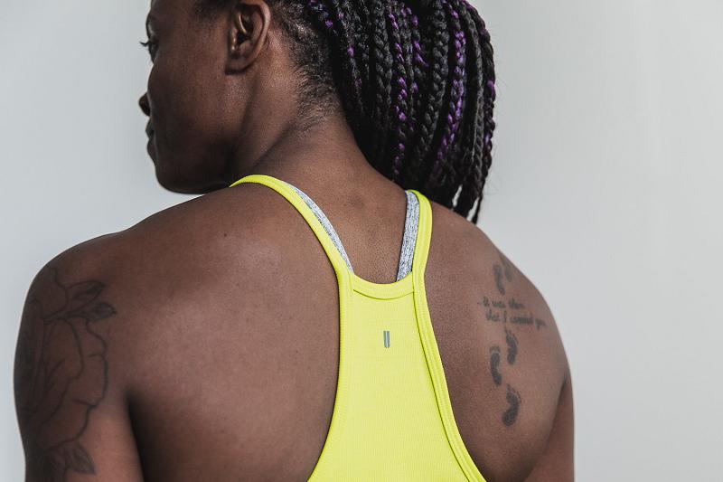 Women's Nobull Halter (NEON Ribbed) Tanks Yellow | SG Q3207M